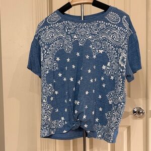 Lucky Brand Heather Blue Graphic Tee